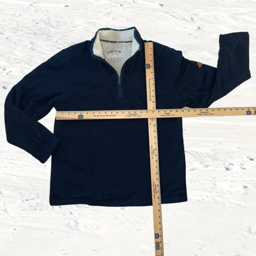 Orvis Sherpa Lined Quarter Zip Pullover Jacket Men’s Large Navy Blue Fleece - Picture 11 of 11